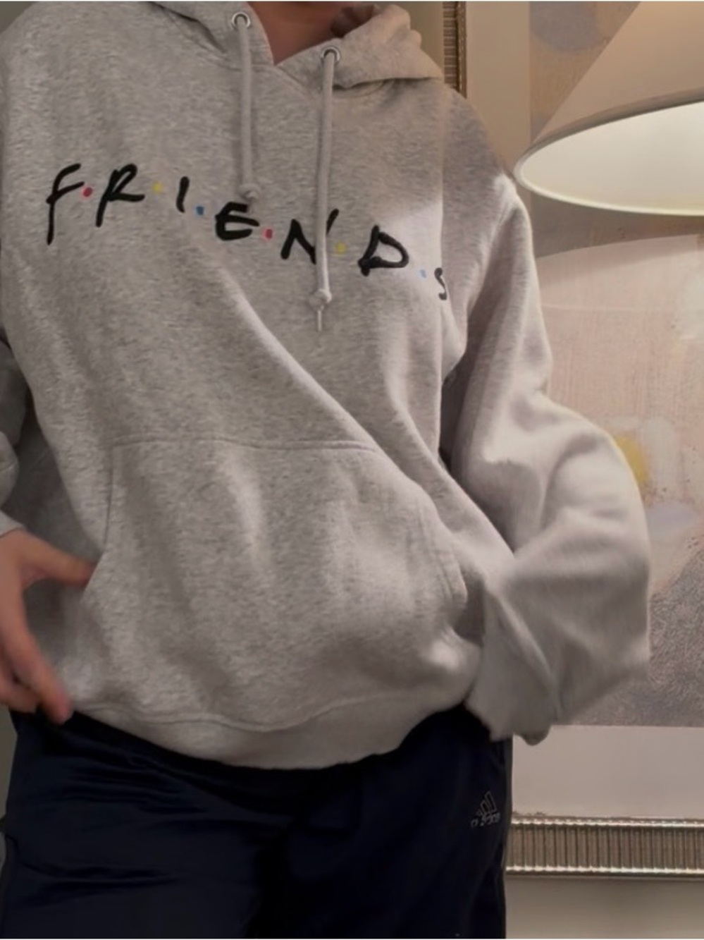 FRIENDS Gray Logo Pullover Hoodie with Multicolor Dots